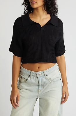 PacSun McKenna Rib Crop Johnny Collar Polo at Nordstrom,