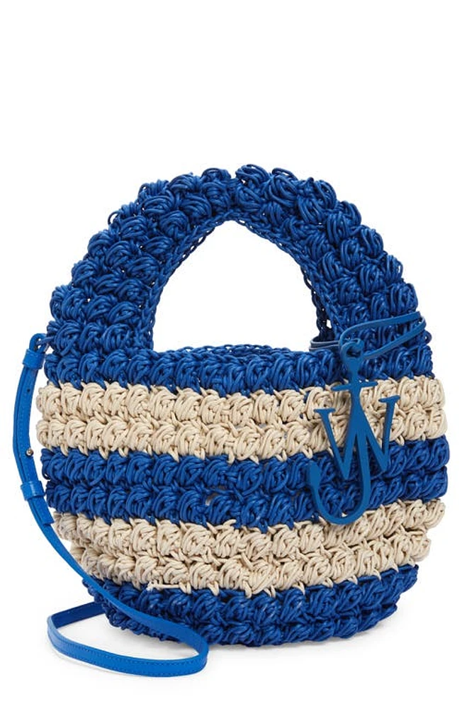 JW Anderson Popcorn Crocheted Cotton Basket Bag in Blue/Off White at Nordstrom