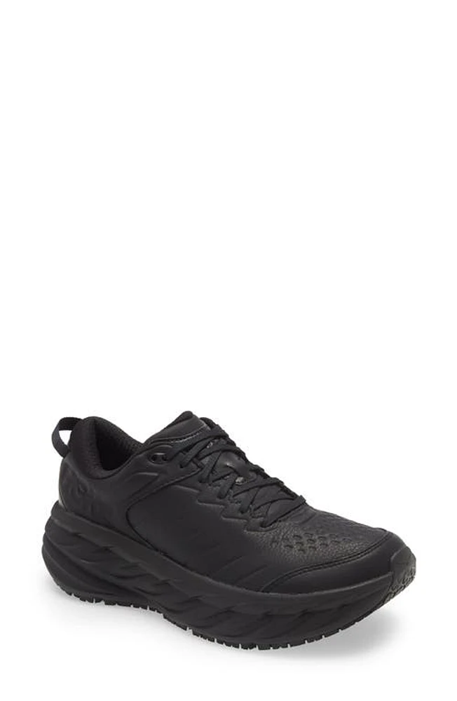 HOKA Bondi SR Water Resistant Sneaker in Black/Black at Nordstrom, Size 15