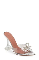 Amina Muaddi Rosie Glass Crystal Bow Slide Sandal Silver Glitter at Nordstrom,