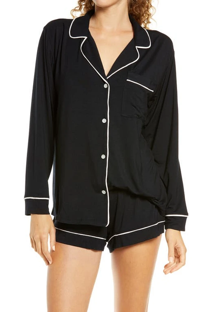 Eberjey Gisele Jersey Short Pajamas Black/Sorbet Pink at Nordstrom,