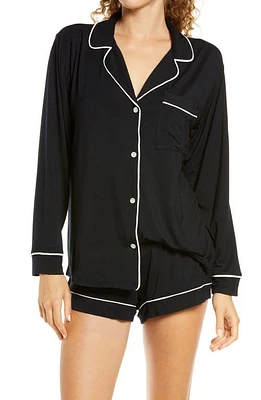 Eberjey Gisele Jersey Short Pajamas Black/Sorbet Pink at Nordstrom,