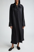 Róhe Double Layer Long Sleeve Silk Shirtdress Noir at Nordstrom, Us