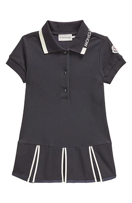 Moncler Kids' Logo Patch Piquê Polo Dress Blue Navy at Nordstrom,