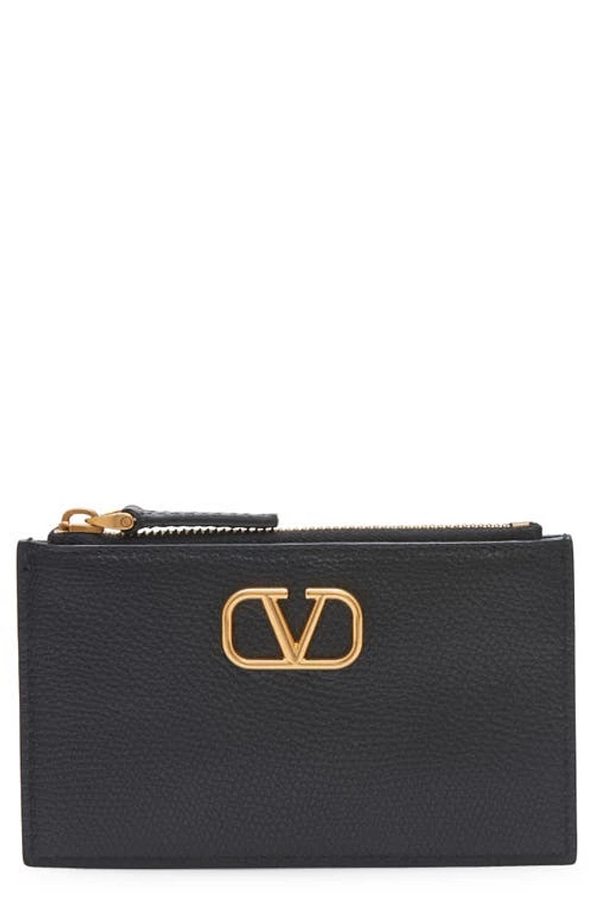 Valentino Garavani VLOGO Leather Coin Card Case in Nero at Nordstrom