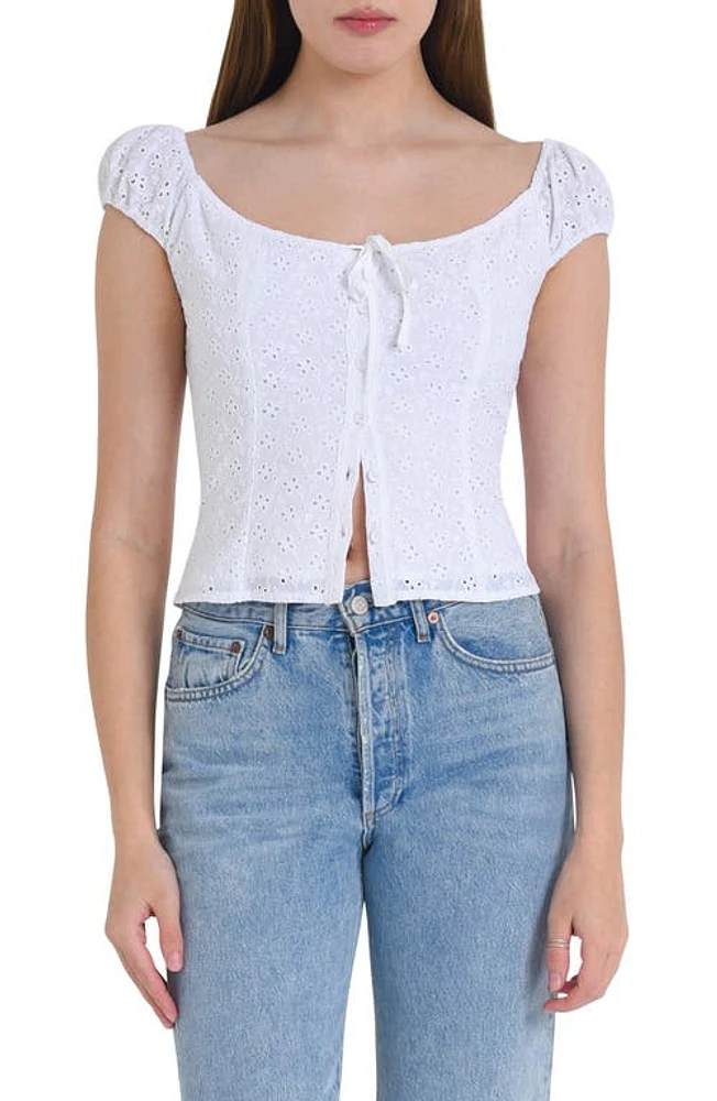 WAYF Catalina Eyelet Embroidery Top Ivory at Nordstrom,