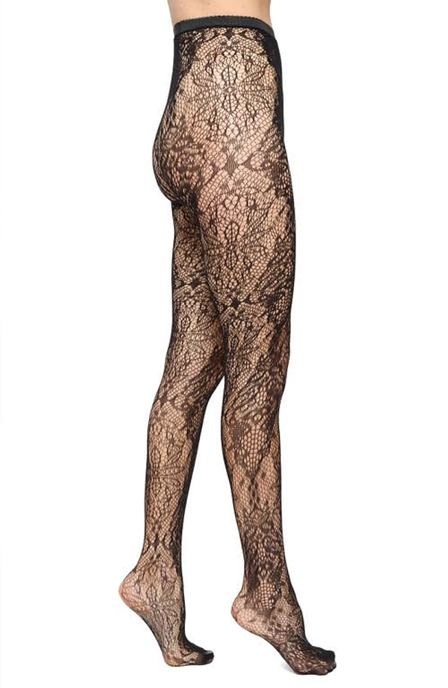 Stems Floral Vine Fishnet Tights in Black at Nordstrom