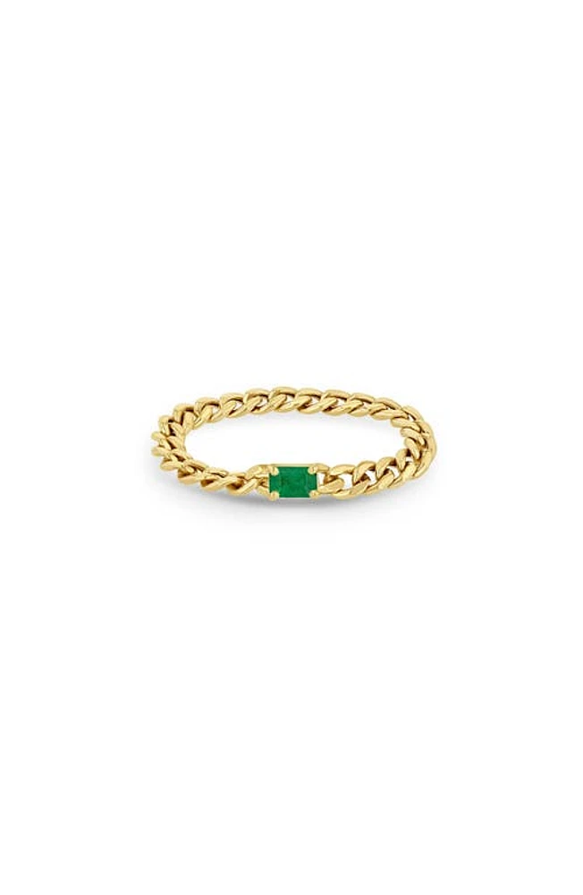 Zoë Chicco 14K Gold Chain Emerald Ring in 14K Yellow Gold at Nordstrom, Size 6