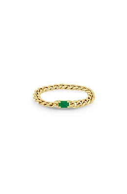 Zoë Chicco 14K Gold Chain Emerald Ring in 14K Yellow Gold at Nordstrom, Size 6