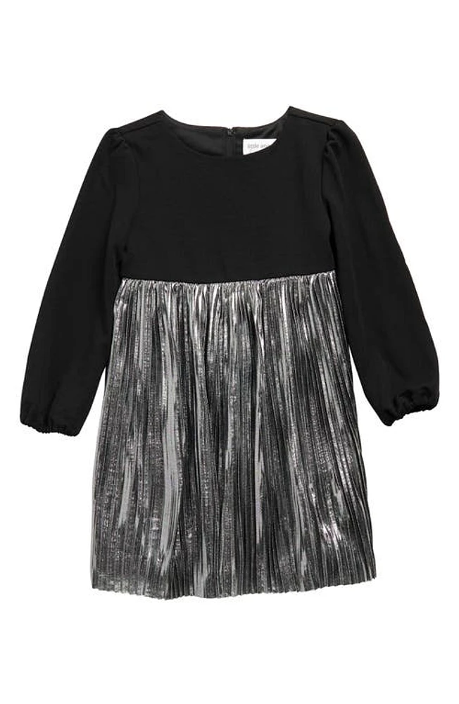 Little Angels Kids' Shimmer Long Sleeve Dress Silver at Nordstrom,