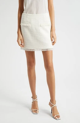 Cinq à Sept Kimmie Crystal Fringe Cotton Tweed Miniskirt at Nordstrom,