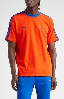 ADIDAS x Wales Bonner 3-Stripes Cotton T-Shirt Bold Orange/Team Royal Blue at Nordstrom,