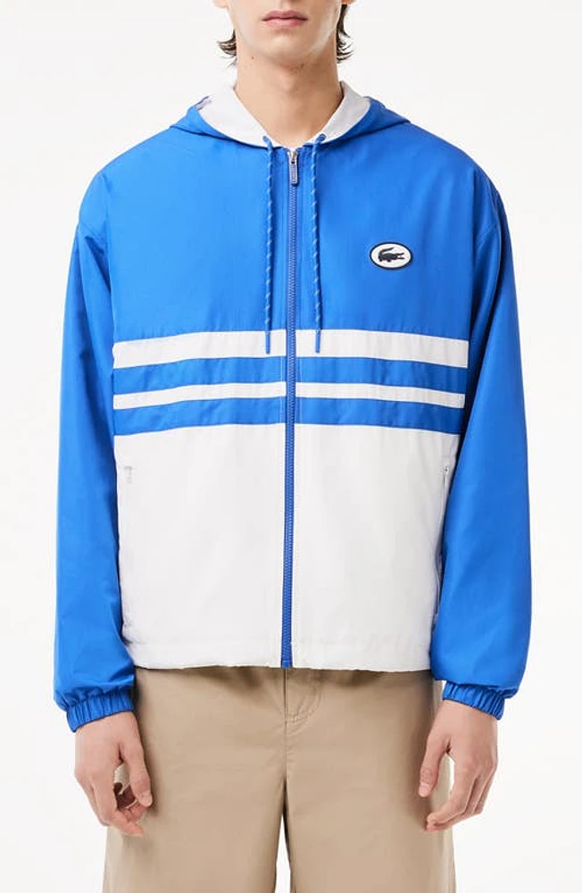 Lacoste Water Repellent Colorblock Hooded Jacket Itv Ladigue/Farine at Nordstrom, Us