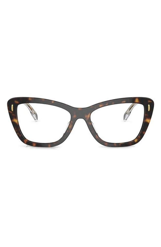 Tory Burch 53mm Butterfly Optical Glasses in Dark Tortoise at Nordstrom