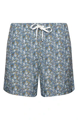 Eton Pineapple Print Swim Trunks Blue at Nordstrom,