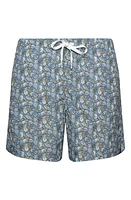 Eton Pineapple Print Swim Trunks Blue at Nordstrom,