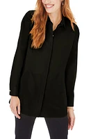 Foxcroft Cici Non-Iron Stretch Tunic Shirt Black at Nordstrom,