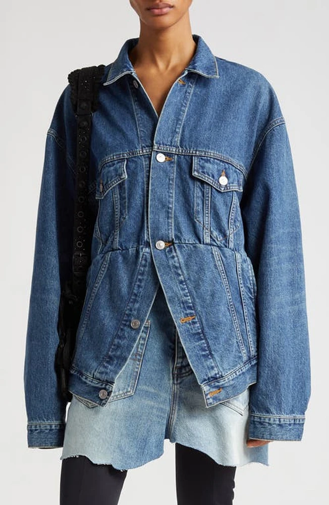 Balenciaga Swing Denim Jacket Blue Couture at Nordstrom, Us