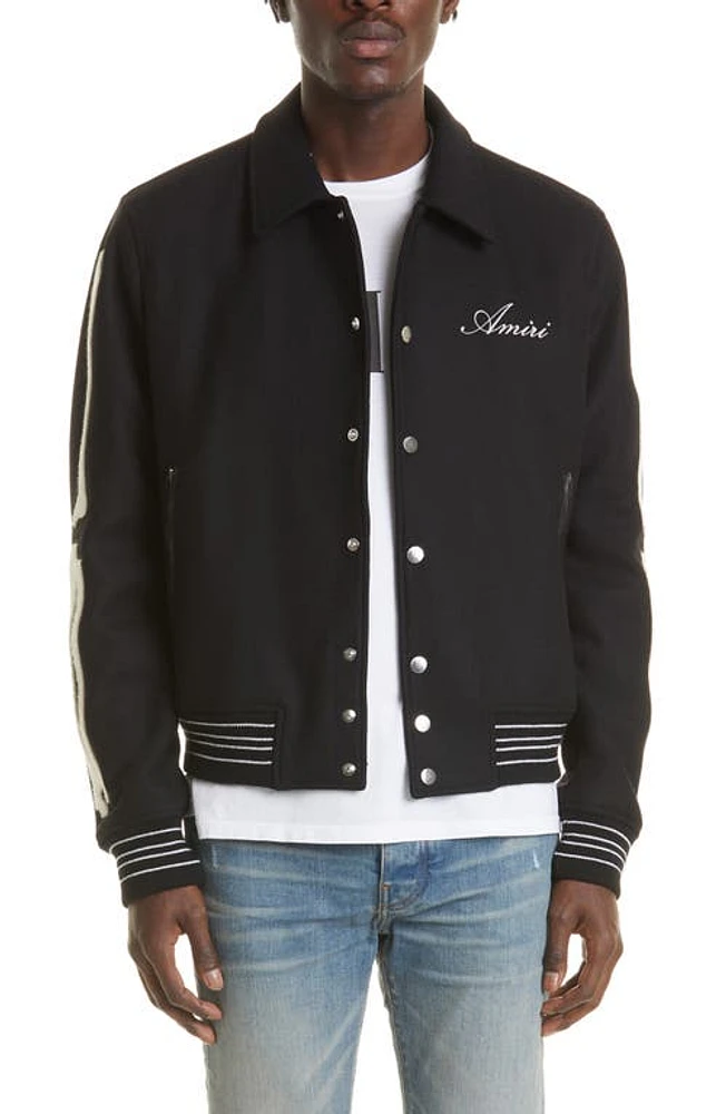 AMIRI Bones Wool Varsity Jacket Black at Nordstrom, Us