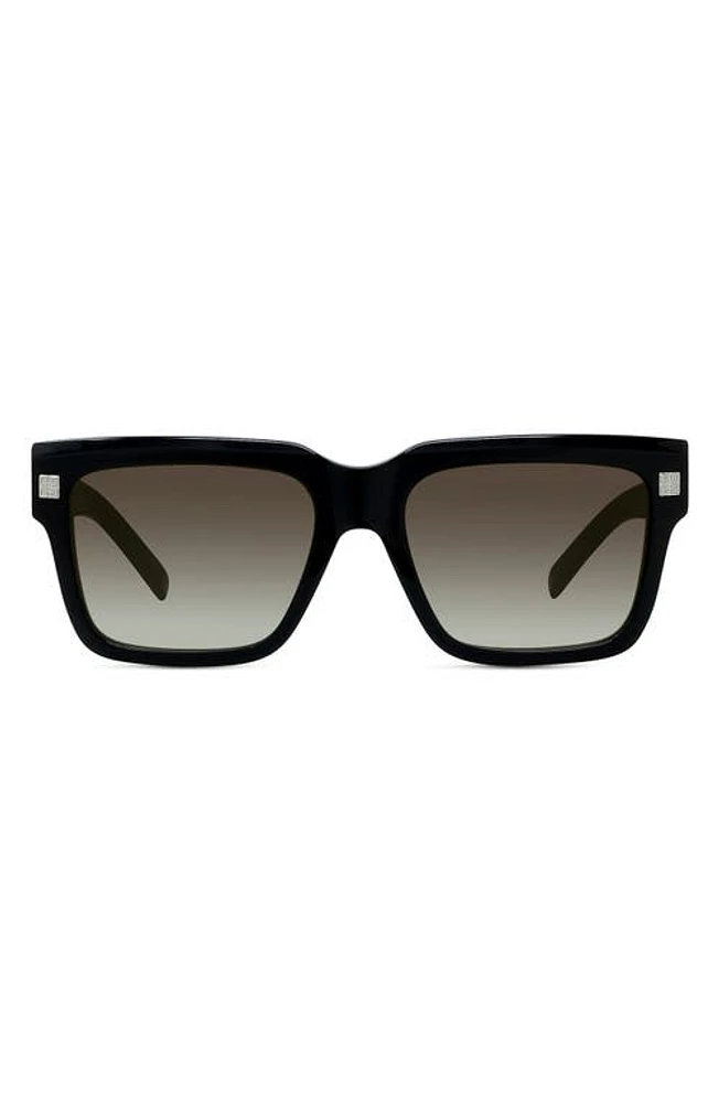 Givenchy GV Day Square Sunglasses in Shiny Black /Gradient Smoke at Nordstrom