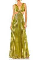 Ieena for Mac Duggal Pleated Cutout Gown Chartreuse at Nordstrom,