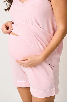 Petite Plume Luxe Pima Cotton Maternity Shorts Pink at Nordstrom,