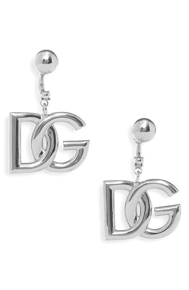 Dolce & Gabbana Logo Drop Back Earrings in Silver at Nordstrom