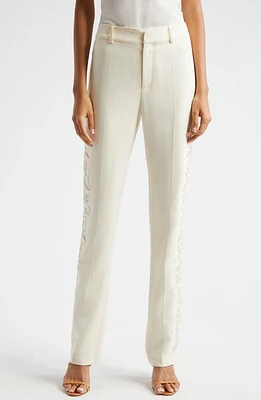 Cinq à Sept Kerry Floral Embroidery Straight Leg Pants Gardenia at Nordstrom,