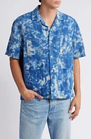 Corridor Tie Dye Linen & Cotton Camp Shirt Indigo at Nordstrom,