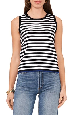 Vince Camuto Stripe Rib Sweater Tank Rich Black at Nordstrom,