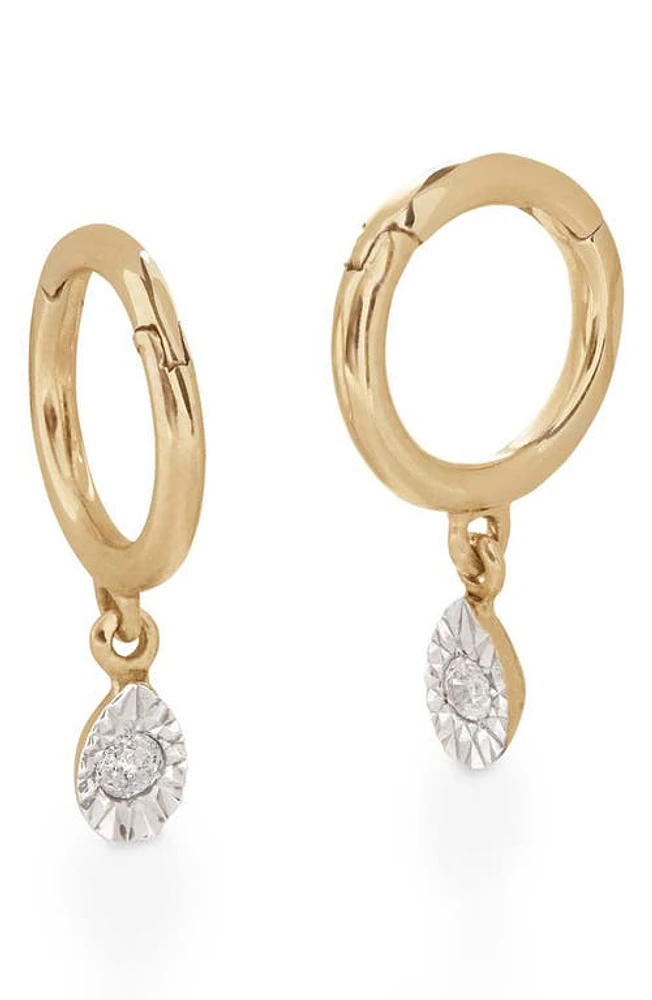 Monica Vinader Diamond Teardrop Mini Huggie Hoop Earrings in 14Kt Solid Gold at Nordstrom