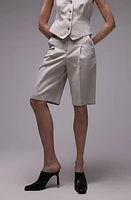 Topshop Pleat Front Cotton Shorts Cream at Nordstrom, Us