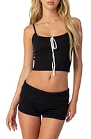 EDIKTED Don Tie Front Sweater Camisole Black at Nordstrom,