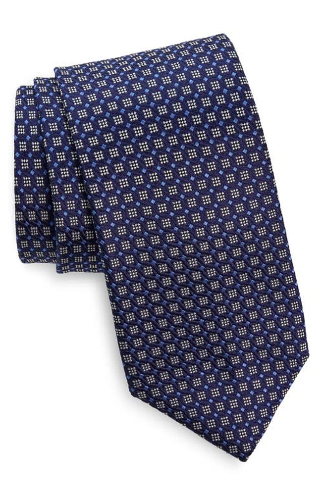 Canali Neat Silk Tie in Navy at Nordstrom