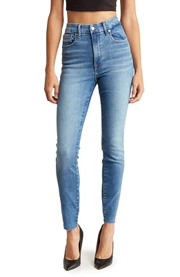 Good American Always Fits Good Waist Raw Hem High Waist Skinny Jeans in Indigo324 at Nordstrom, Size 00-4