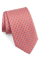 FERRAGAMO Loghi Gancini Silk Tie in Rosso at Nordstrom