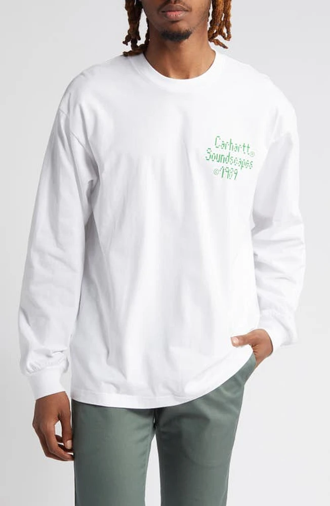 Carhartt Work Progress Soundface Long Sleeve Organic Cotton T-Shirt White at Nordstrom,