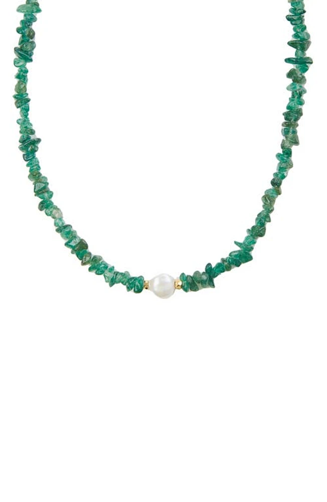 Argento Vivo Sterling Silver Beaded Green Onyx Necklace in Gold at Nordstrom