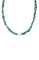 Argento Vivo Sterling Silver Beaded Green Onyx Necklace in Gold at Nordstrom