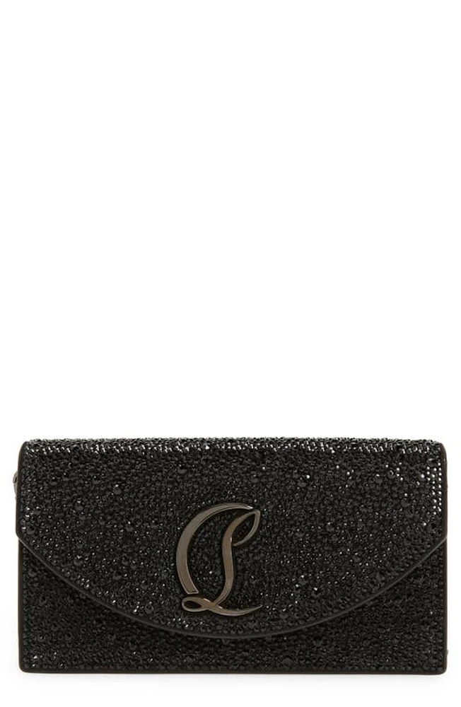 Christian Louboutin Small Loubi54 Strass Clutch in Black/Gun Metal at Nordstrom