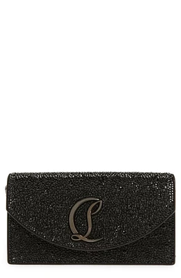 Christian Louboutin Small Loubi54 Strass Clutch in Black/Gun Metal at Nordstrom