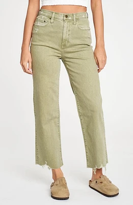 DAZE Pleaser Distressed High Waist Raw Hem Crop Jeans at Nordstrom,