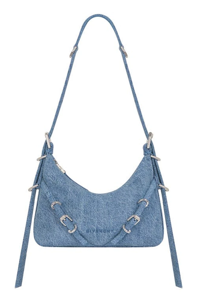 Givenchy Mini Voyou Denim Hobo in Medium Blue at Nordstrom