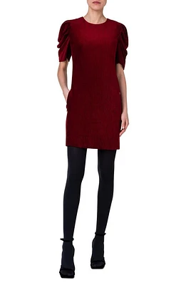 Akris punto Puff Sleeve Corduroy Shift Dress 069 Garnet at Nordstrom,