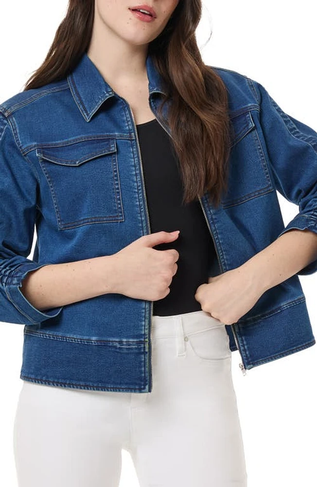 Jones New York Ruched Sleeve Denim Jacket Shore Wash at Nordstrom,