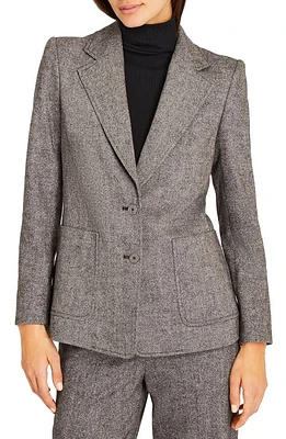 Club Monaco Textured Wool Blend Blazer Black Cream/Noir Creme at Nordstrom,