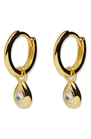 Argento Vivo Sterling Silver Cubic Zirconia Teardrop Huggie Hoop Earrings in Gold at Nordstrom