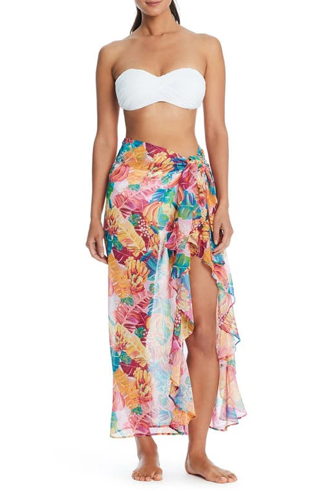 Rod Beattie Tropical Print Ruffle Cover-Up Pareo Multi at Nordstrom,