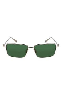 FERRAGAMO Gancini Evolution 57mm Rectangular Sunglasses in Light Gold/Green at Nordstrom