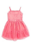 bcbg Kids' Ruffle Mesh Fit & Flare Party Dress Hot Coral at Nordstrom